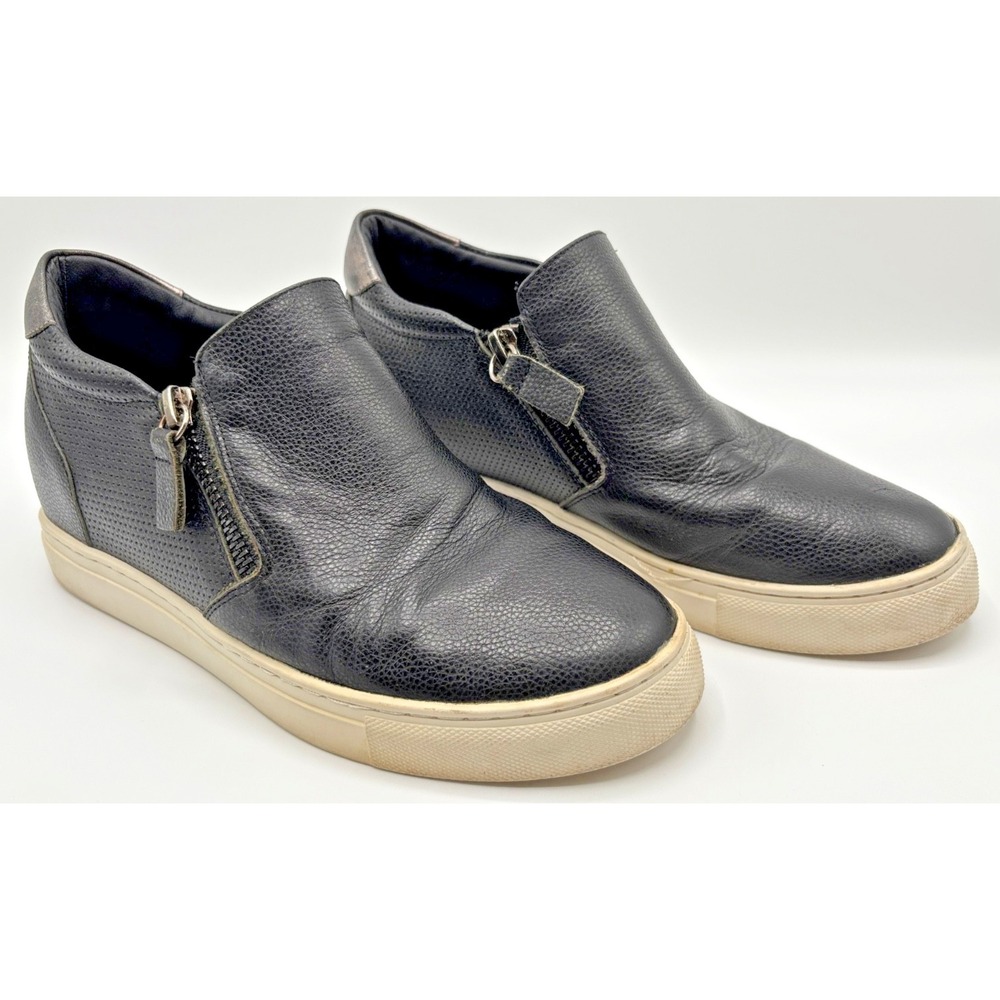 "ALL BLACK" Leather Double Zip Slip-On Sneakers Women's EU 37 US 6.5–7